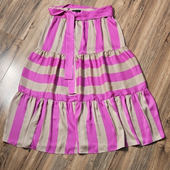Ann Taylor Women's Pink and Tan Striped Women's Skirt NWOT - Picture 3 of 8